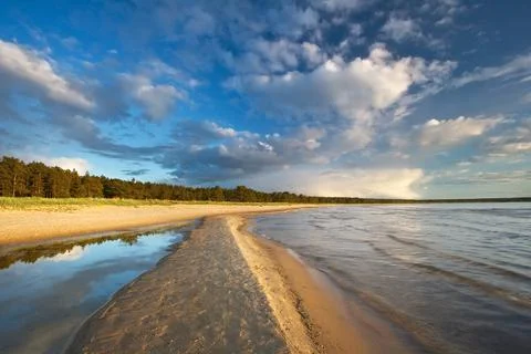 Path on the sea in evening light Stock Photos