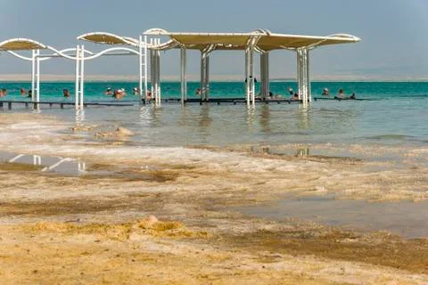 Path to the sea under a canopy Dead Sea Stock Photos