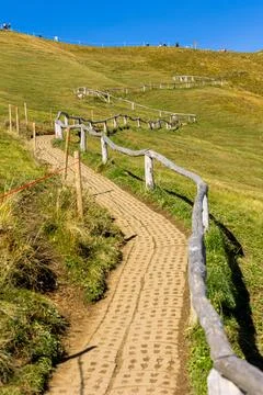 Path to Seceda mountain in Val Gardena, Italy Stock Photos