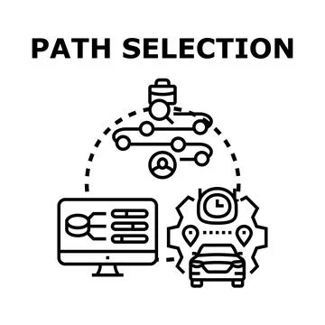 Path selection concept planning optimal route strategy Stock Illustration