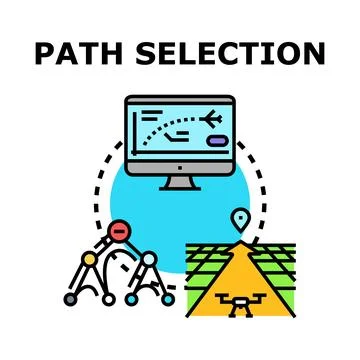Path selection concept showing route optimization algorithm Stock Illustration