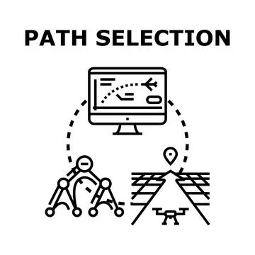 Path selection concept showing route optimization algorithm Stock Illustration