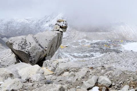 Path sign on everest base camp trek,himalayas,nepal,asia Stock Photos