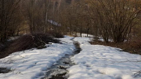 A path in the snow, mountainous terrain. Stock Footage 172368020