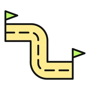 Path with start and finish flags navigating journey Stock Illustration