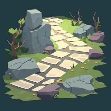 Path with stone tiles Stock Illustration