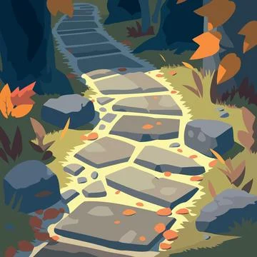 Path with stone tiles Stock Illustration