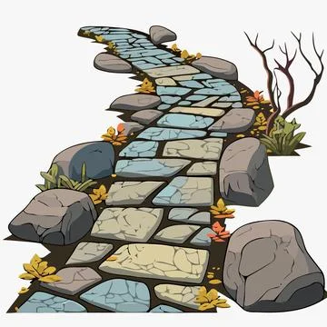 Path with stone tiles Stock Illustration