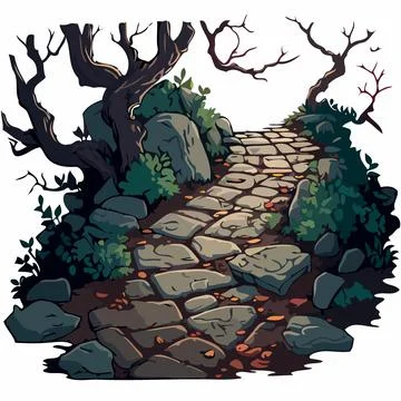Path with stone tiles Stock Illustration