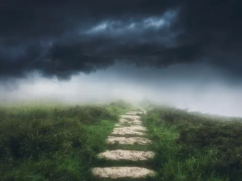 Path to the storm with dramatic sky Stock Photos