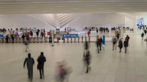 Path Subway World Trade Center Manhattan New York Time Lapse Stock Footage 89468912