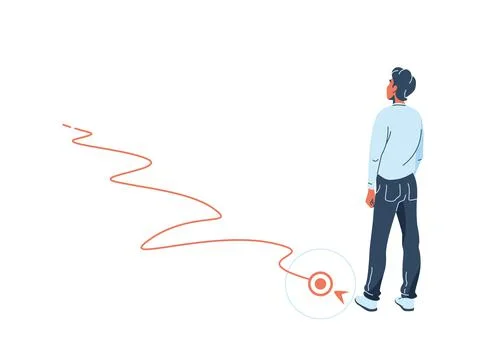 Path to success vector illustration. Way with direction line to the purpose Illustrazione stock