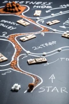 Path to sweet treasure on the map Stock Photos