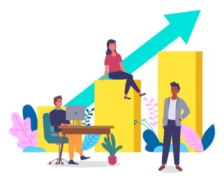 Path to a target s growth vector illustration banner. Achievement in business Stock Illustration