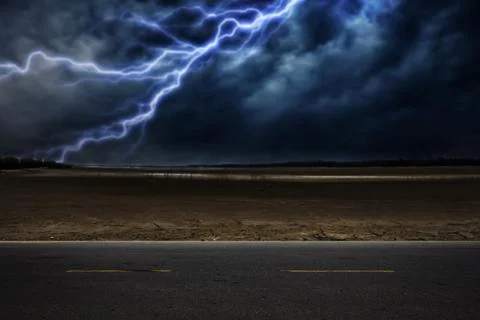 The path through the desert storm Stock Photos