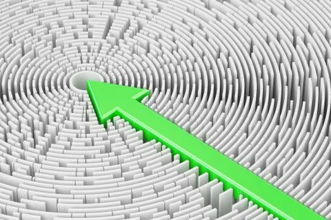 Path through labyrinth, solution concept. 3D rendering Illustrazione stock