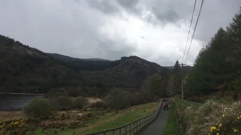 Path Through Mountain Side, Wicklow Mountain Valley, Ireland Stock Footage 89097262