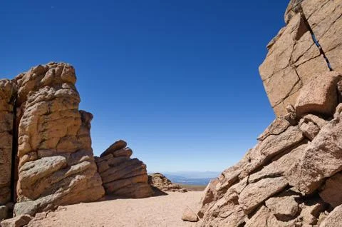 Path Through Rocks On Pikes Peak Stock Photos