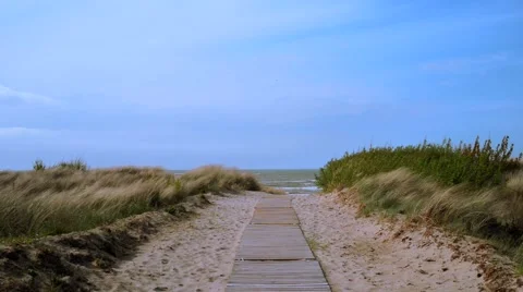 Path through sand dunes Stock Footage 45753270