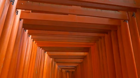 Path Through Torii Gates at Fushimi Inari Taisha in Kyoto, Japan Stock Footage 45178516