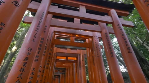 Path Through Torii Gates at Fushimi Inari Taisha in Kyoto, Japan Stock Footage 45178797
