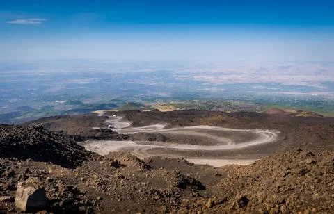 The path to the top of Mount Etna volcano Stock Photos
