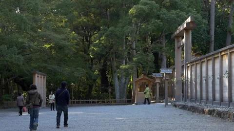 Path to Torii Gate at Ise Grand Shrine (Ise Jingu) in Japan Stock Footage 45608049