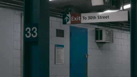 PATH Train 33rd Street Station in Manhattan Stock Footage 309707075