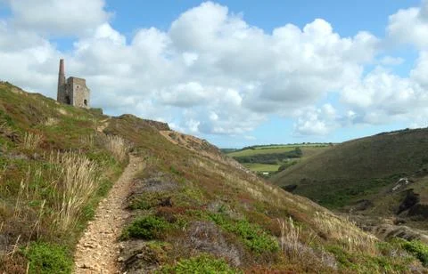 Path to tywarnhayle tin mine engine house near porthtowan, cornwall uk. Photos