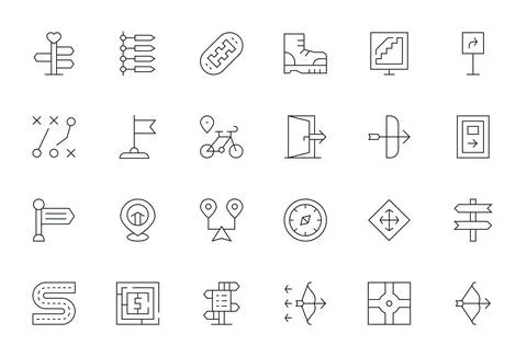 Path Vector Icon Library with 24 Thin Line High Resolution Pixel Aligned De.. Stock Illustration