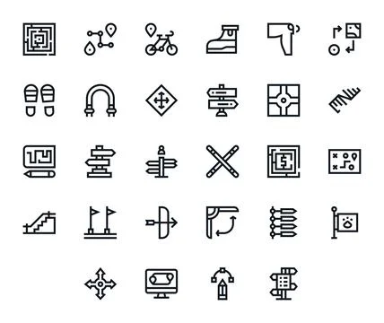 Path Vector Icon Repository containing 28 Bold Line 256x256 Pixel Aligned g.. Stock Illustration