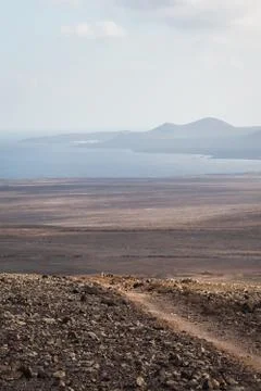 Path to the volcano in Lanzarote Stock Photos