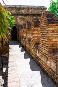 Path on a Wall made out of red brick Stock Photos
