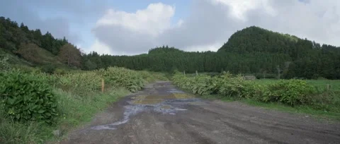 Path on the way to Hike through the Twin Lakes Lagoon in a volcanic crater. Stock Footage 320976214