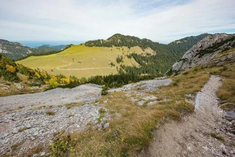The path from Wendelstein to Brannenburg Stock Photos