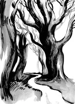 Path in the woods Stock Illustration