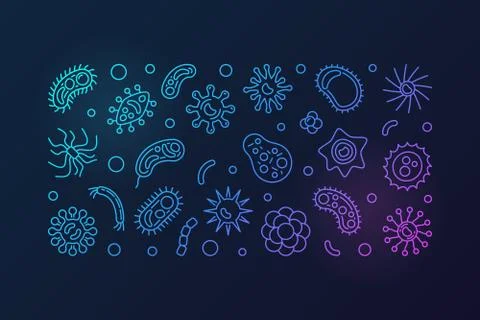 Pathogen and viruses colored banner. Vector bright illustration Stock Illustration