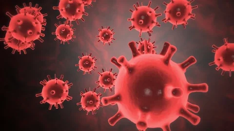 Pathogen of coronavirus 2019-nCov inside infected organism under microscope as Vídeos de archivo 124122536