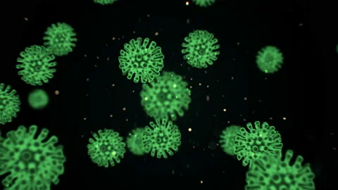 Pathogen of coronavirus 2019-nCov inside infected organism presented as blue Stock Footage 131683695