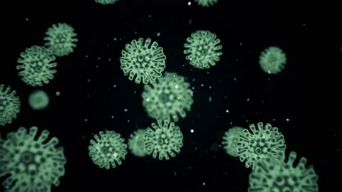 Pathogen of coronavirus 2019-nCov inside infected organism illustrated as yellow Stock Footage 132675297