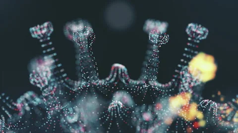 Pathogen of coronavirus 2019-nCov inside infected organism illustrated as brown Stock Footage 133913659