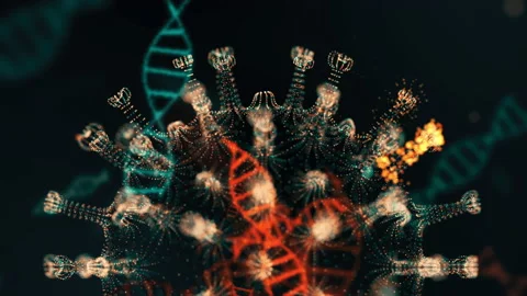 Pathogen of coronavirus 2019-nCov inside infected organism presented as blue Stock Footage 138900868