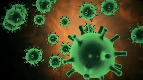 Pathogen of coronavirus 2019-nCov moves inside organism presented as green cells 스톡 동영상 124692640