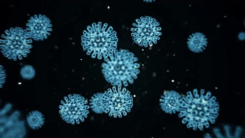 Pathogen of coronavirus covid19 inside infected organism is under microscope Stock Footage 145857803