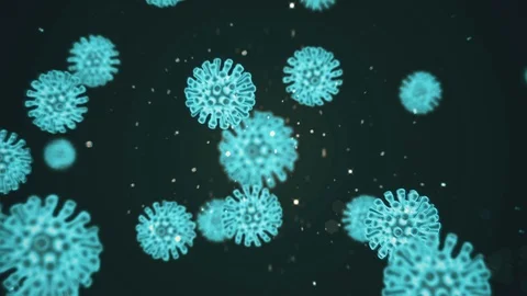 Pathogen of covid19 coronavirus inside infected organism. Virus under microscope Stock Footage 128838033