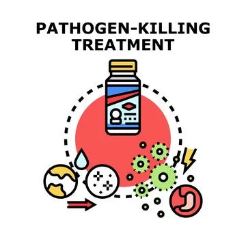 Pathogen killing treatment eliminating illness and germs Stock Illustration