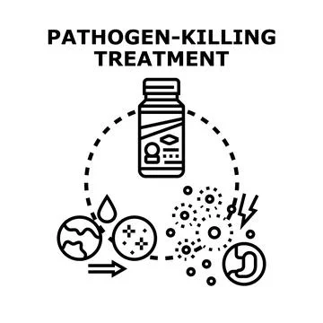 Pathogen killing treatment eliminating illness and germs Stock Illustration