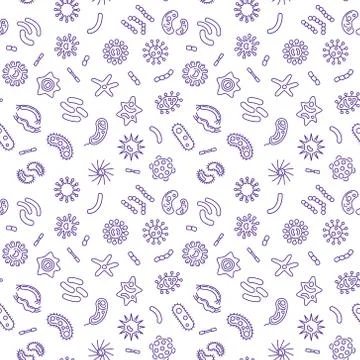 Pathogen or Bacteria vector creative line seamless pattern Illustrazione stock