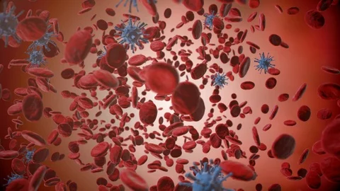 Pathogen outbreak of bacterium and virus, disease causing microorganisms like Stock Footage 125331658