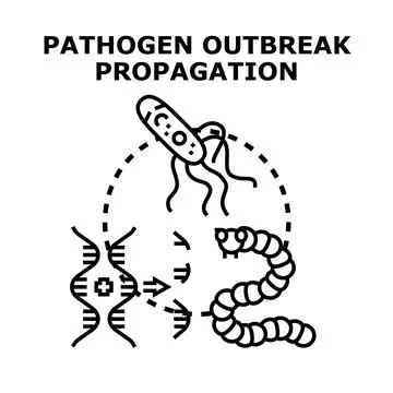 Pathogen outbreak propagation spreading infection concept Stock Illustration